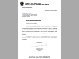 INDICAÇÃO DE EMENDA INDIVIDUAL NO VALOR DE R$429.760,00 PARA RIBEIRÃO DOS ÍNDIOS 